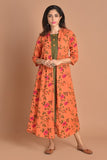 Sunset Boulevard Chic Orange Embroidered Kurta With Floral Jacket