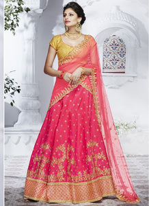 Yellow Banarasi Silk Jacquard Semi-stitched Lehenga Choli