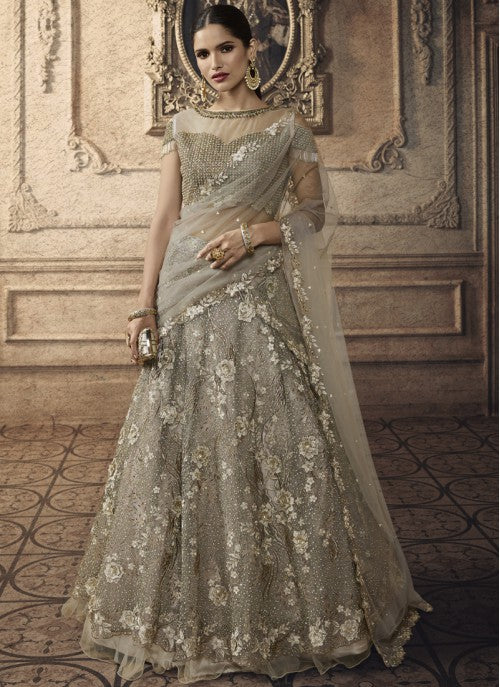 Pink Net Embroidered Designer Lehenga Choli