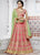Green Net Embroidered Flared Semi-stitched Lehenga Choli