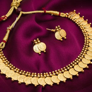 Craftsvilla Gold Plated Alloy Metal Designer Temple Necklace Set