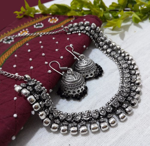 Craftsvilla Silver Plated Brass Beads Hand Crafted Necklace Set