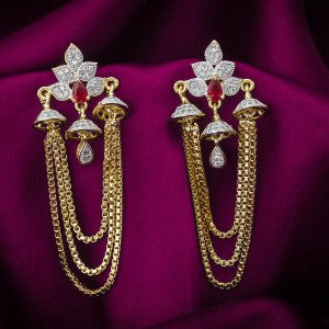 Craftsvilla Gold Plated Alloy Metal Fashion American Diamond Drop Earrings