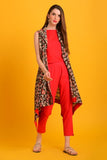 Sunset Boulevard Chic Orange Embroidered Kurta With Floral Jacket