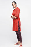Black Rayon Embroidered Knee Length Kurti